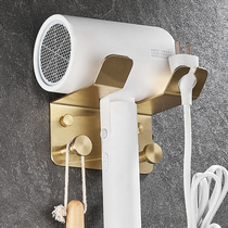 Hole-free universal hair dryer shelf bathroom storage hanger brushed gold wall hanging rack hair dryer rack
