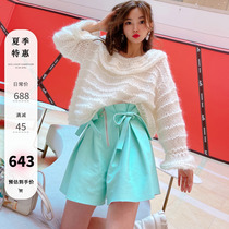 MissLuxury trendy effortless handmade knitwear sweater jacket head white design with wool