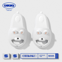 chikoku Korea does not distinguish between left and right cold slippers female summer indoor two-color non-slip antibacterial soft sole cute rabbit