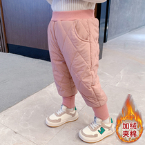 Girl Cotton Pants Winter Plus Thickened Foreign Air Outwear Children Long Pants Warm Triple Pinch Cotton Baby Winter Dress Pants