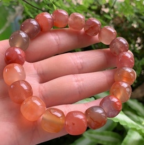 Yang Yujia natural southern red agate ice floating flower colored beads old Apple beads male ladies hand string certificate New