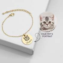 Diy custom photo engraved bracelet hand painted pet cat dog and cat and dog head in small jewelry female footchain memorial gift