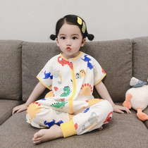 Childrens gauze sleeping bag summer thin baby anti-kick quilt baby four seasons universal male split legs pure cotton female summer