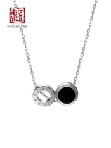 Old silversmith 925 silver Roman bicyclist Necklace Geometric Circle Send Girlfriend Fashion Personality Tide long Lock Bones Chain Woman