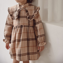 Long sleeve skirt plaid skirt autumn and winter INS personality dress Korean fashion wild princess dress A Character Group Girls