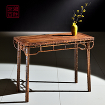 Yimeng Yum Sheng micro concave Dalbergia mahogany case Ming style one leg three teeth bamboo section table Red sour branch furniture (white embryo)