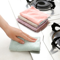 Plain microfiber double-sided absorbent rag thickened non-hair loss non-oil dish towel Kitchen dish cloth