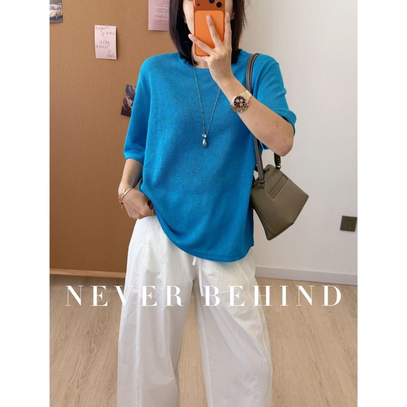5.10 Minimalist Style Loose-Fitting Round-Neck Japanese Paper Short-Sleeve Knit Top 5.10 Minimalist Style Loose-Fitting Round-Neck Japanese Paper Short-Sleeve Knit Top