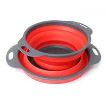 Round square foldable drain basket fruit basket kitchen storage multifunctional vegetable washing basket retractable fruit basket 2-piece set