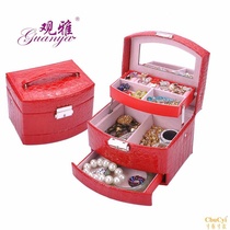 Handmade womens simple gift jewelry box European Korean Princess automatic lock storage box Jewelry multi-layer large capacity