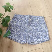 2022 Summer New Womens Clothing Cotton Shorts Vintresses Retro Printed Green Flowers Porcelain Pattern Hot Pants Tide Slim 100 Hitch Casual
