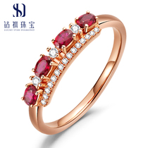New product 18K rose gold diamond female ring natural ruby ring drill ring Au750 True Diamond Ring Jewelry Gift