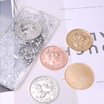 Glitter gold coin diy epoxy mobile phone shell accessories Crystal epoxy Queen coin paste drill accessories Pendant decoration materials
