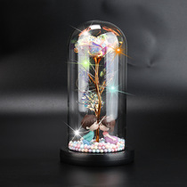 Led lamp glass cover gold leaf rose imitation real color golden flower 24k Tanabata Valentines Day gift decoration base
