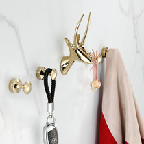 Light Extravagant Gold Creative Hook Wall-mounted Deer Head Hangover Hook Into Door Xuanguan Bag Wrap Key Hanger Free From Punching Stick Hook