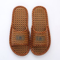 Household cool slippers for men and women in summer grass woven bamboo rattan indoor lovers at home Non-slip soft bottom linen slippers in summer