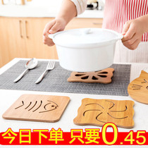 9 9 Wooden cartoon insulation mat table mat non-slip pot mat creative cute mat tea cup bowl mat coaster