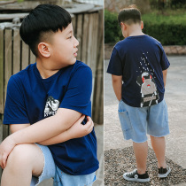 fat kids t shirt boys clothes 2022 summer fashion new plus size large size pure cotton short sleeve loose