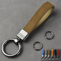 Gipion leather car keychain matte head layer cowhide spring ring key pendant gift custom LOGO