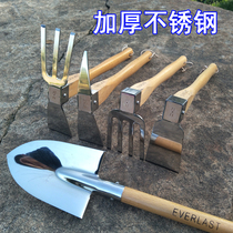 Horticulture flowers vegetables herbicidal digging stainless steel dual-use xiao chu tou wooden handle shovel household tools tools