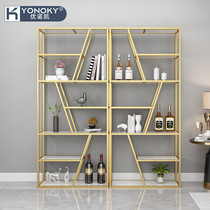  Nordic floor-to-ceiling bookshelf Wrought iron shelf Simple living room partition Office study storage display display cabinet