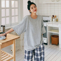 Lagirl Korea 21 winter new minimalist pure color relaxation foundation 100 hitch short sleeve T-shirt