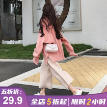 Early spring 2021 fried street sweater large size womens clothing with new fat mm sweater two-piece suit Western style age reduction