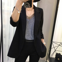 Black sashimi suit jacket Womens thin section Leisure Inron Little West suit Chauga 2022 Spring Eurogoods New Europe Station
