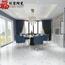 Full-body ceramic tile bright terrazzo living room floor tiles 800x800 wear-resistant blue granular floor tiles Nordic 600