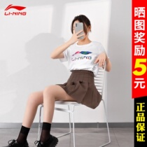 Li Ning short sleeve woman 2022 Summer new cotton quality 100 lap breathable loose T-shirt round collar half sleeve blouse sport suit
