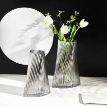 Simple modern light luxury geometric vase flower arrangement glass creative water flower arrangement living room table decoration