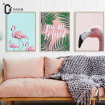 Cloth paper with love pink images Fire and bird decoration Painter style Teenage Bedroom Bedside Painting Nordic Hanging Paintings