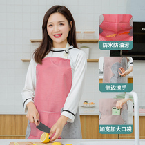Korean fashion apron womens kitchen erasable hand cooking work clothes cotton linen waist waist waist anti-oil water home