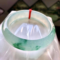 Natural ice floating flower jade bracelet round bar old pit Myanmar floating blue flower positive circle jade bracelet pendant female model with certificate