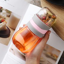 Glass tea water separation net red insulation tea cup Girl portable creative cute tea cup Flower tea cup