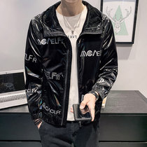 Spring mens coat 2020 new Korean trend personality bright thin casual hooded jacket men D0302