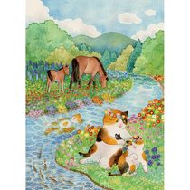 (New Product Picks Up) New Generation National Tide Artist Peanut Kernel (Summer Heat) Healed Cat Painting