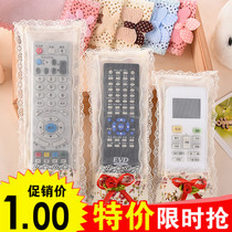 Cloth art TV remote control protective sleeve air conditioning remote control sleeve transparent dust cover cute remote control plate sleeve