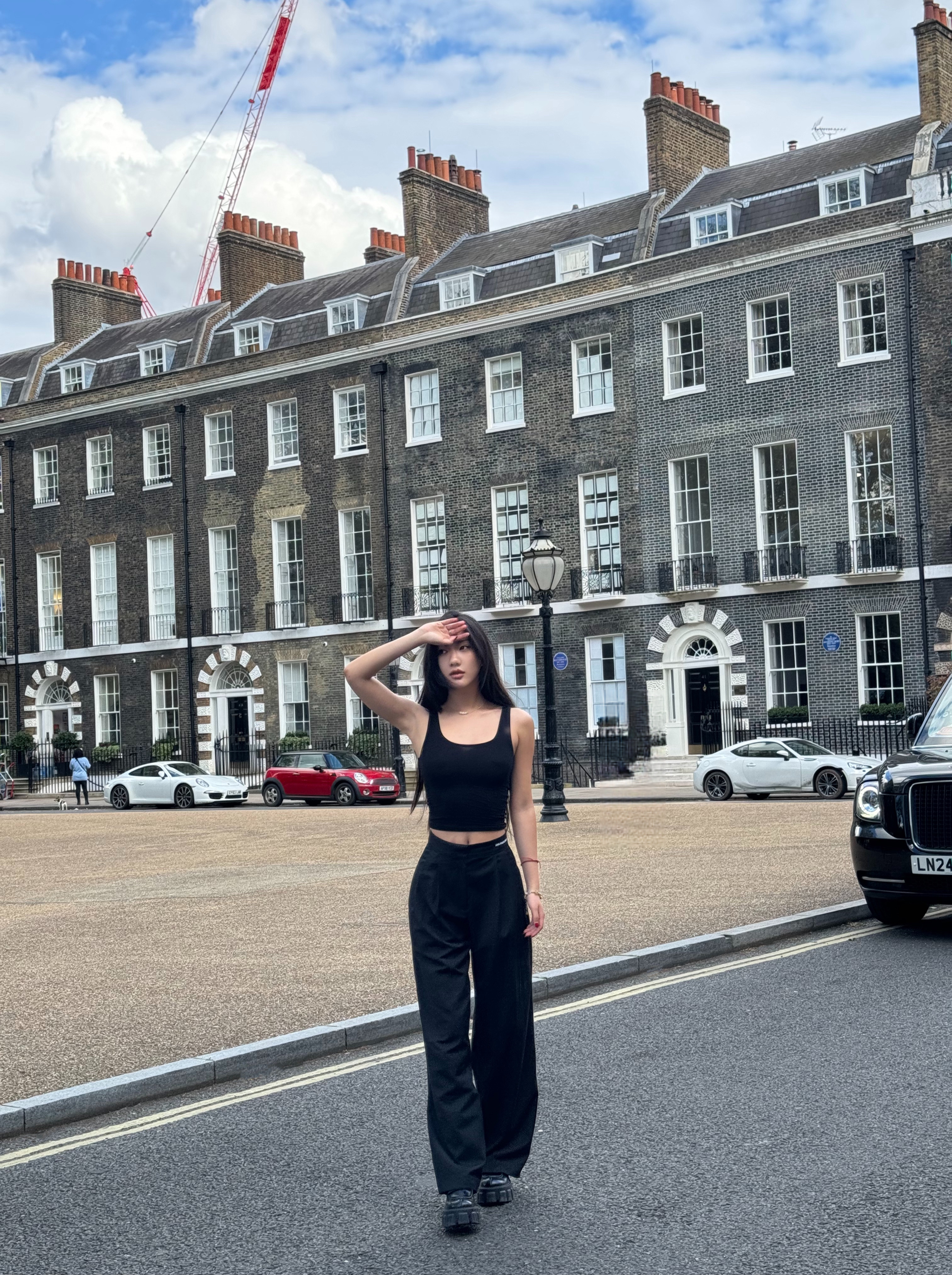 ANN ANDELMAN明星同款阔腿裤 休闲西裤高腰直筒设计拉长比例