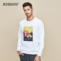 Special offer]Mens sweater mens spring new casual printing crew neck jacket top trend clothes 2243