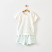 Dabi rabbit baby clothes summer thin one year old baby Summer cotton cotton pullover head shoulder open short sleeve shorts set