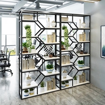 Office partition decoration frame living room multi-layer bookshelf display frame entrance hall partition iron screen storage rack