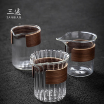 Three petals Fair cup Glass tea leak set Thickened heat-resistant tea separator Insulation Male cup tea Sea tea set accessories