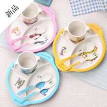 Baby baby tableware cartoon plate bowl chopsticks spoon split set bamboo fiber 1-2-5 years old