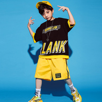 Boys hip-hop Hip Hop Street Dance suit children hiphop 61 childrens performance clothes summer handsome loose T-shirt tide suit