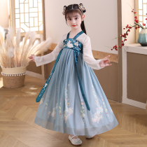 Hanfu girl summer dress 2021 spring new Tang dress female super fairy children costume thin dress set summer