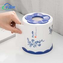 Household tissue box creative toilet barrel napkin drawing box cabinet tea table round table roll roll