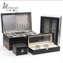 Ice open window leather jewelry box display plate bracelet packaging plate finishing box watch rack watch storage box