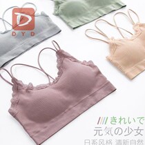 Beautiful back underwear Womens comfortable no rim students gather bandeau wrap chest thin bra with net red camisole