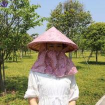 Tea picking sun hat sunscreen hat female outdoor tea picking supplies farm hat shawl big eaves bamboo